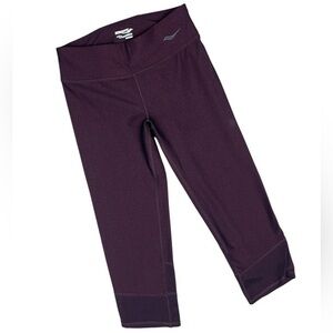 Saucony‎ Leggings Womens LG Maroon Cropped Capri Athletic Running Pants Pockets